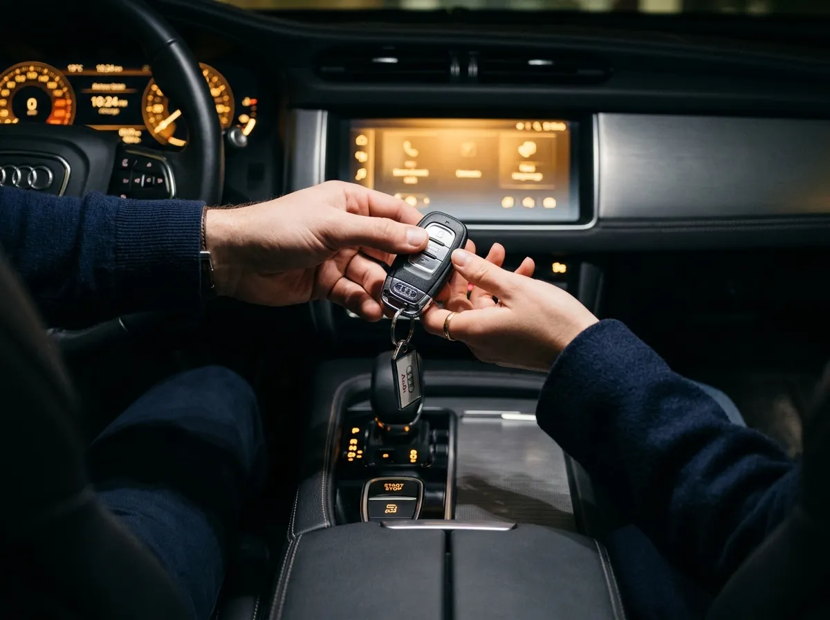 A car buyer being handed the keys to their new vehicle